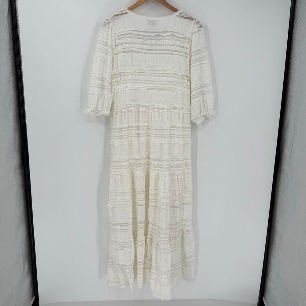 A Collective Story Tiered‎ Button Front Maxi Dress Women Large White Whimsical - Picture 5 of 11